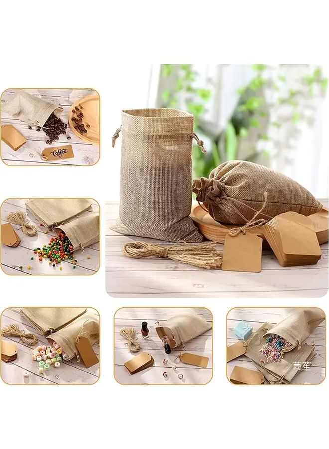 Large 30 Pack Jute Drawstring Gift Bags With Cardboard Labels Rustic Wedding Birthday Holiday - Image 4